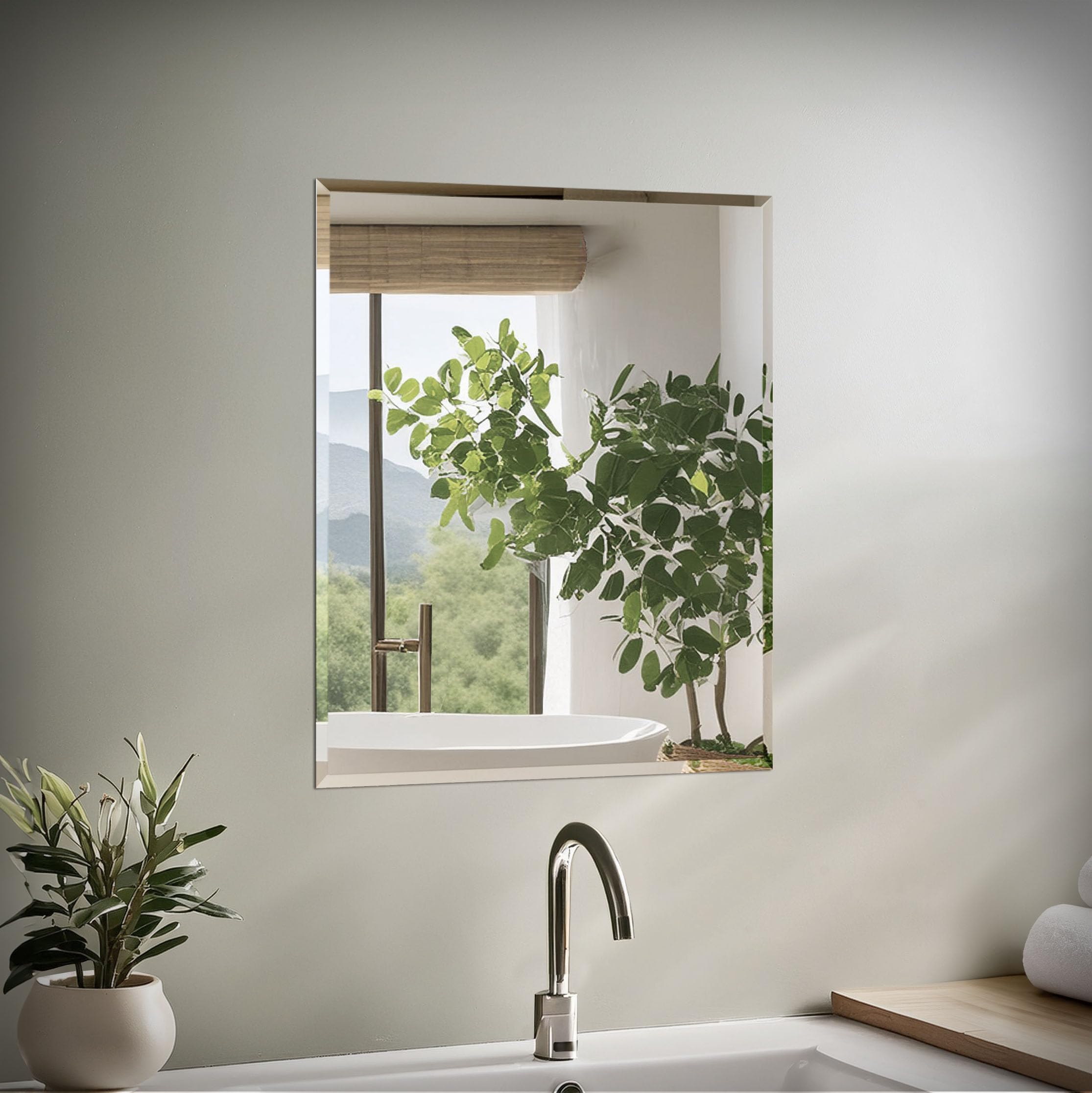 Amazon.com: Gatco 1803 Flush Mount Frameless Rectangle Mirror, 24